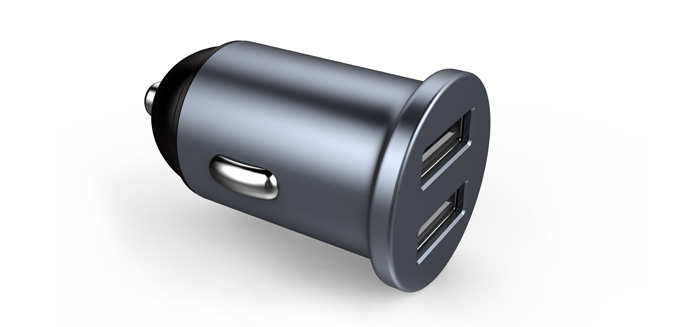 鋅合金雙口USB車(chē)載充電器 鋅合金雙口USB車(chē)載充電器